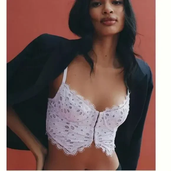 Anthropologie The GISELLE Lace Bustier: Eyelet Edition White sz Medium